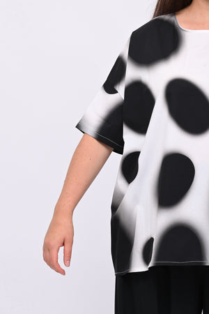 Blusa scatola pois - Nero