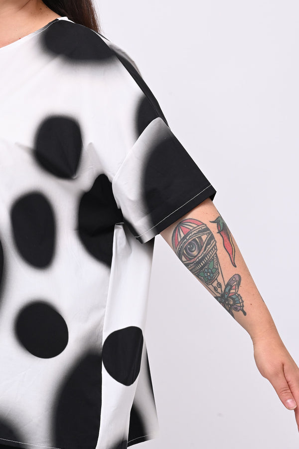 Blusa scatola pois - Nero