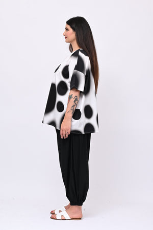 Blusa scatola pois - Nero