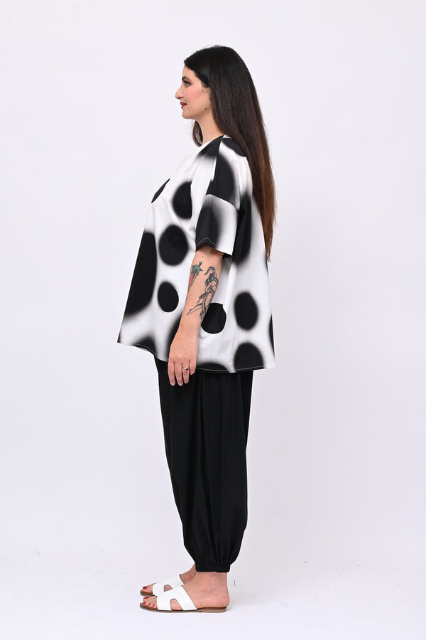 Blusa scatola pois - Nero