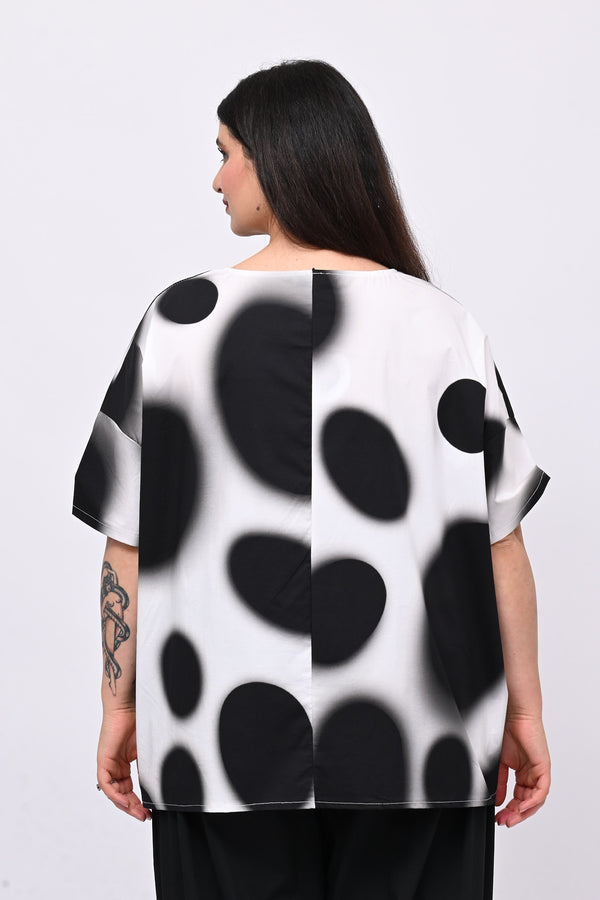 Blusa scatola pois - Nero