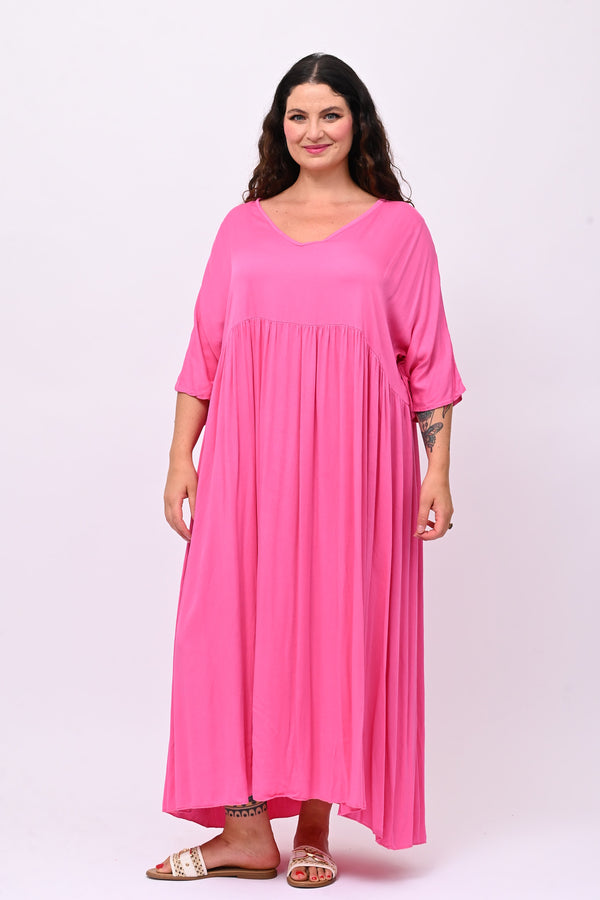 Abito viscosa laccetto - Fuxia