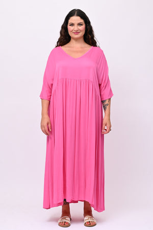 Abito viscosa laccetto - Fuxia