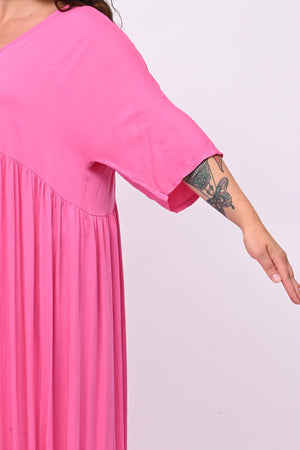 Abito viscosa laccetto - Fuxia