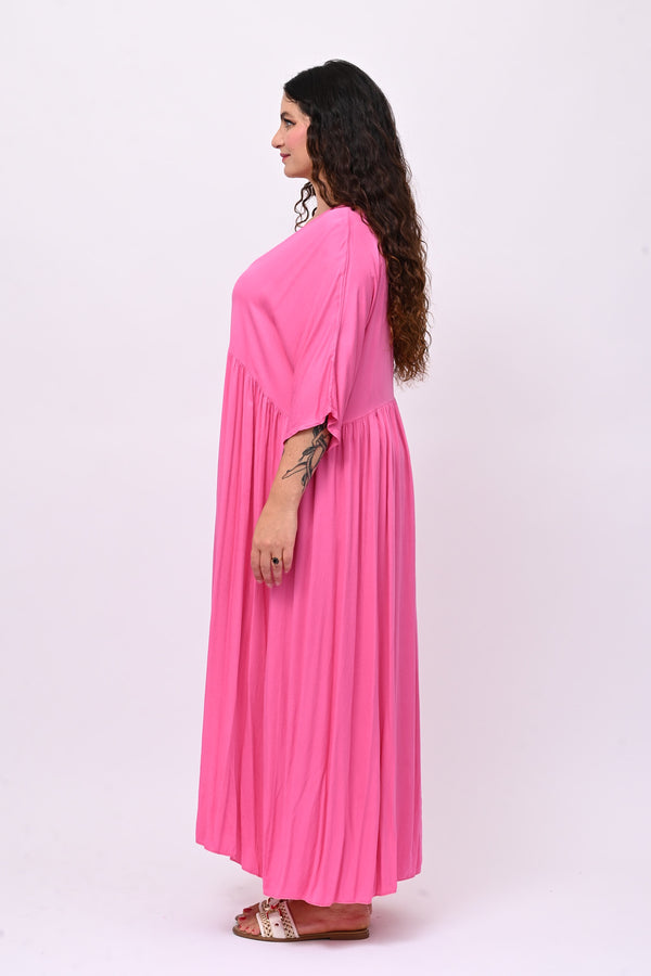 Abito viscosa laccetto - Fuxia