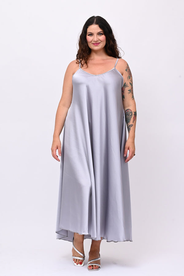 Abito sottoveste raso - Grigio perla