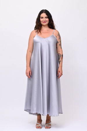 Abito sottoveste raso - Grigio perla
