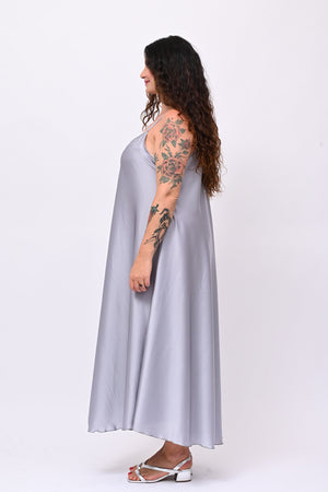 Abito sottoveste raso - Grigio perla
