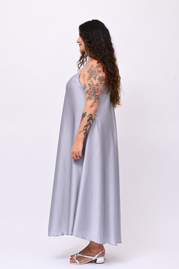 Abito sottoveste raso - Grigio perla