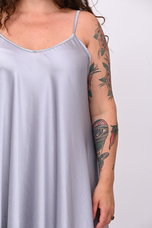 Abito sottoveste raso - Grigio perla