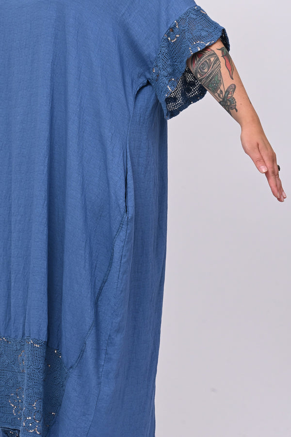 Abito effetto lino e paillettes - Jeans