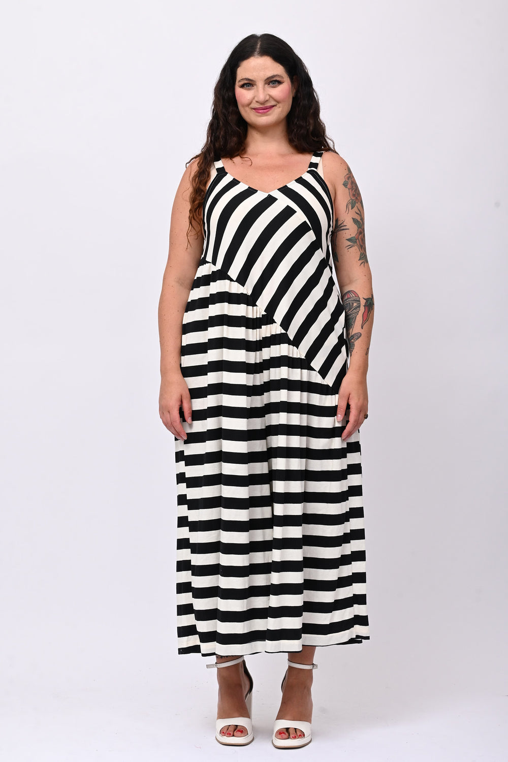 Jumpsuit over righe - Nero