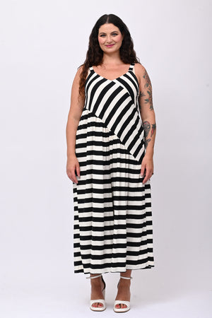 Jumpsuit over righe - Nero