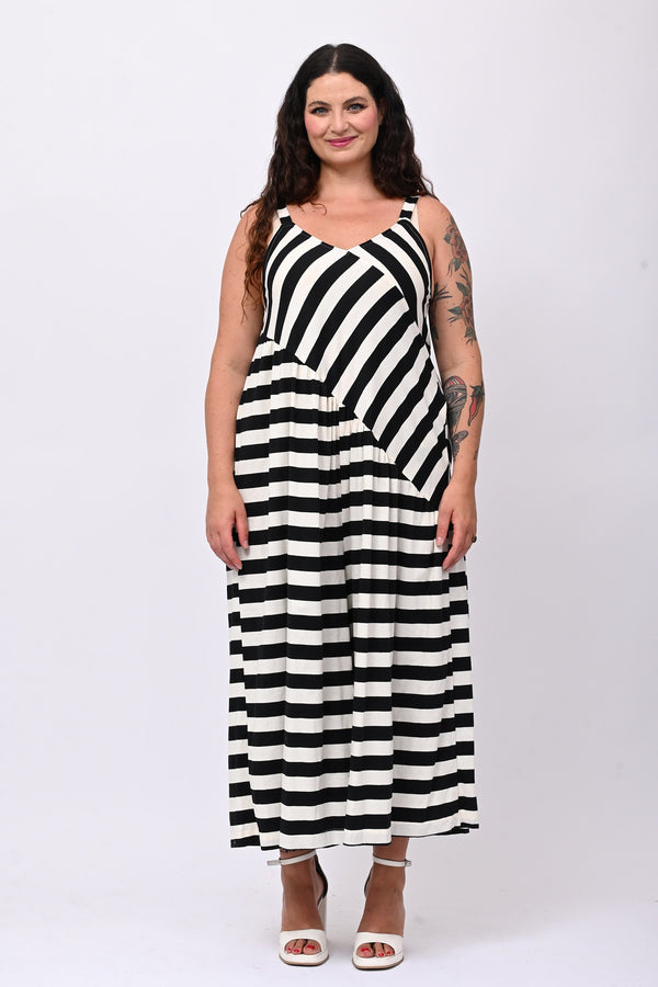 Jumpsuit over righe - Nero