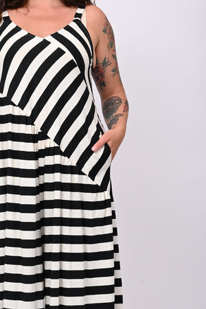Jumpsuit over righe - Nero