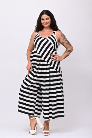 Jumpsuit over righe - Blu