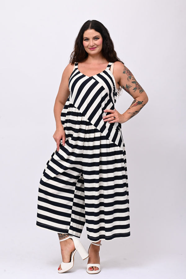 Jumpsuit over righe - Blu