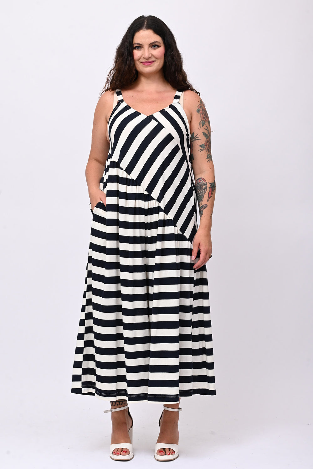Jumpsuit over righe - Blu