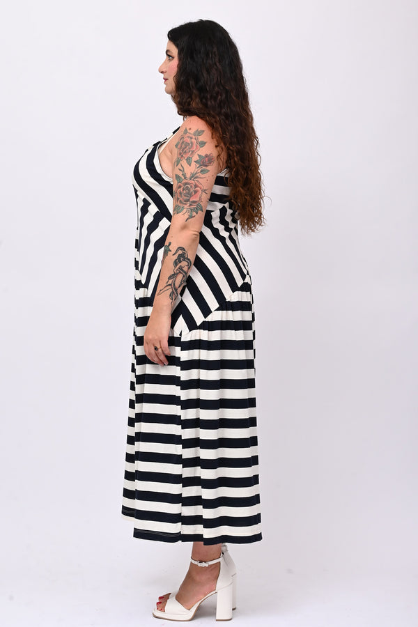 Jumpsuit over righe - Blu