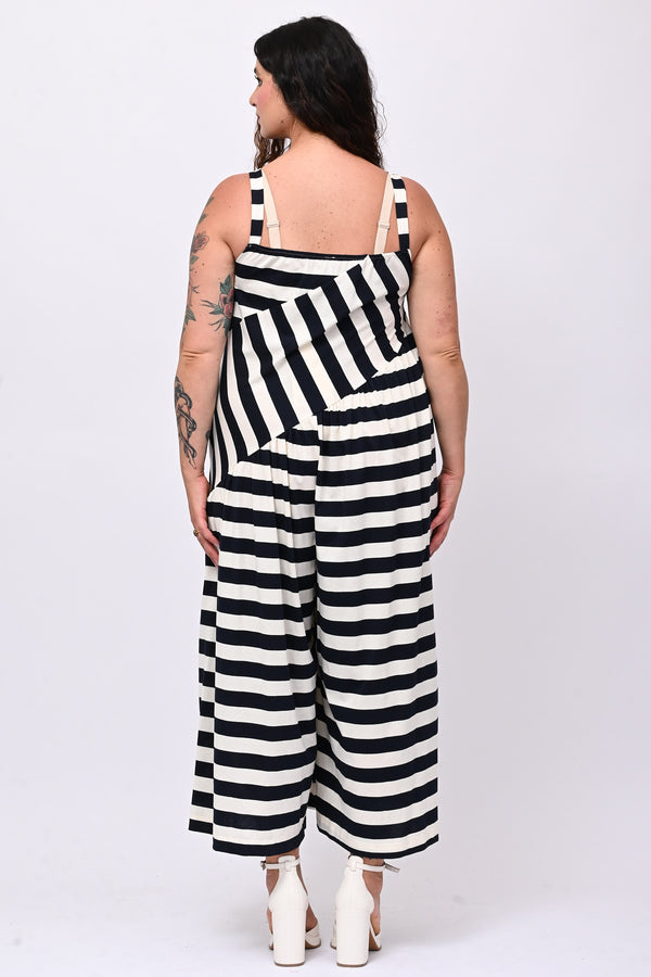 Jumpsuit over righe - Blu
