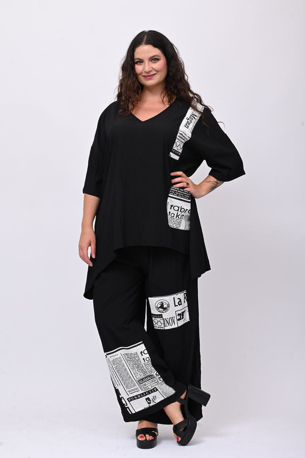 Pantalone inserti giornale - Nero