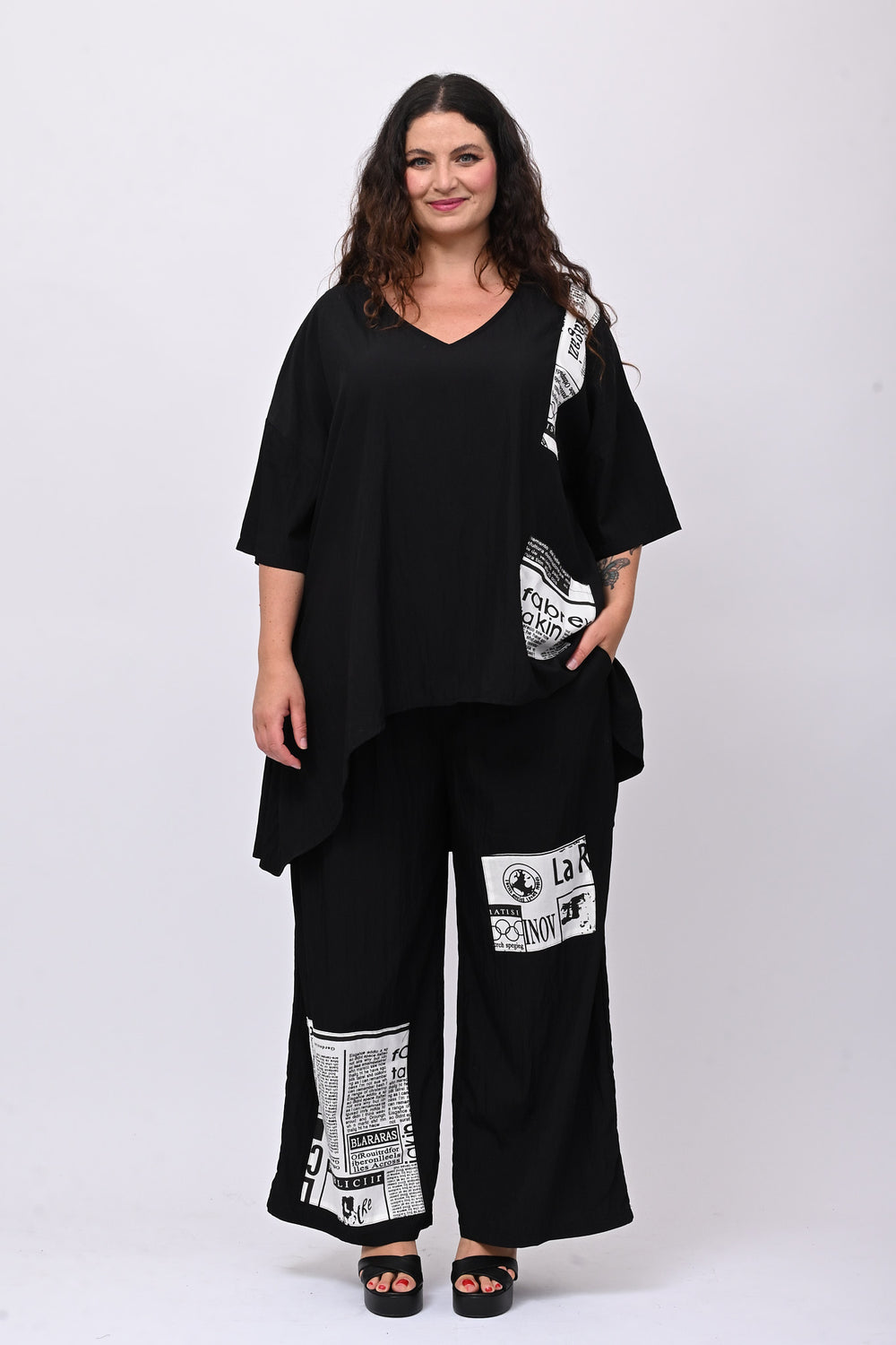 Pantalone inserti giornale - Nero