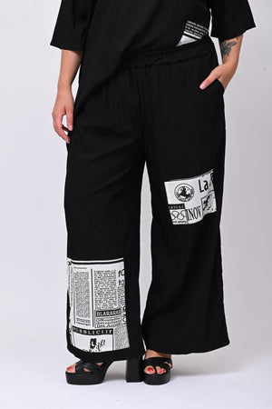 Pantalone inserti giornale - Nero