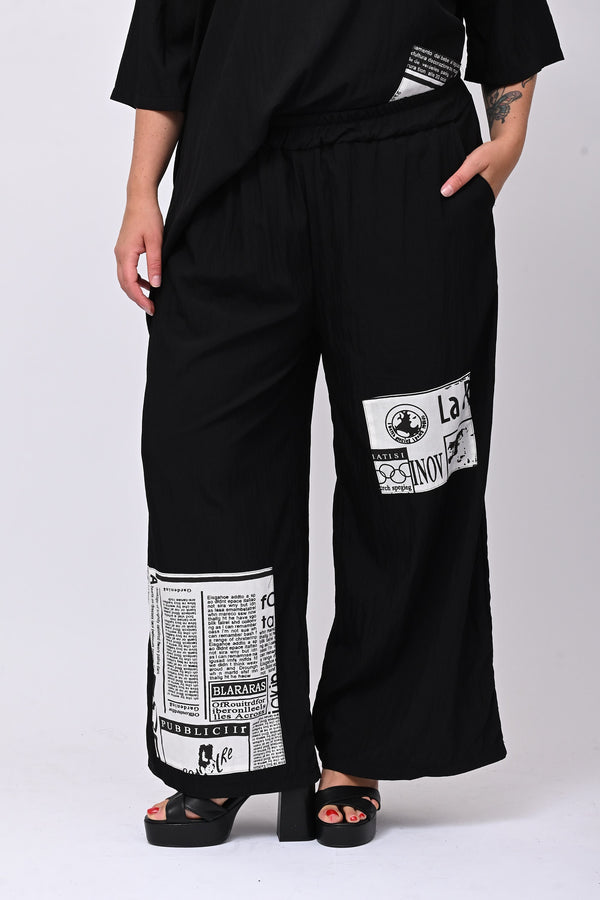 Pantalone inserti giornale - Nero