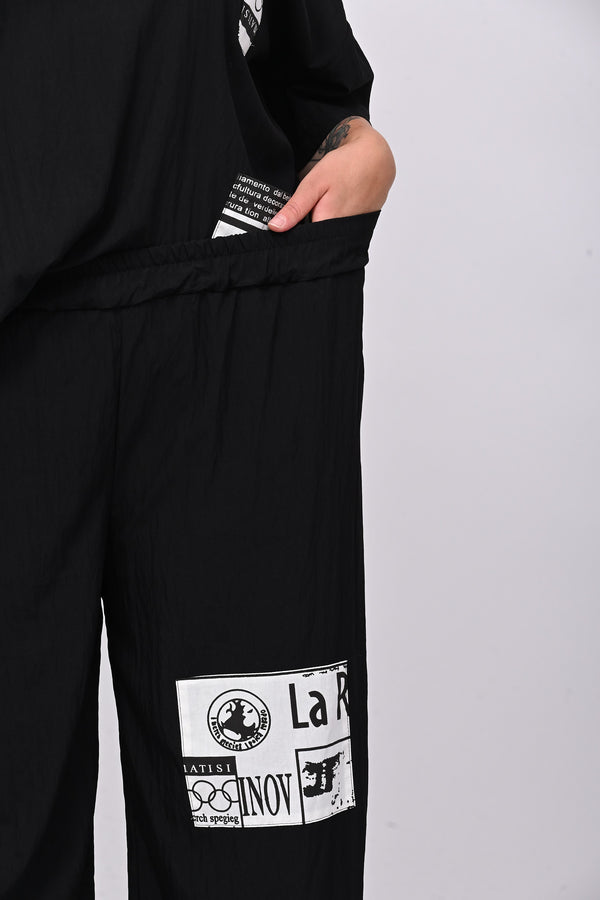 Pantalone inserti giornale - Nero