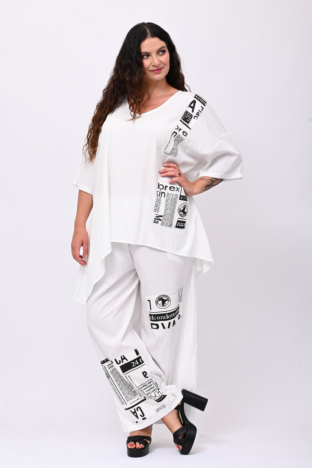 Pantalone inserti giornale - Bianco