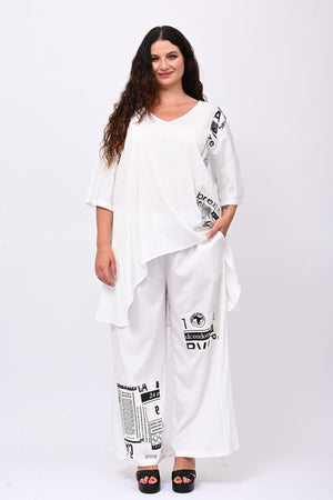 Pantalone inserti giornale - Bianco