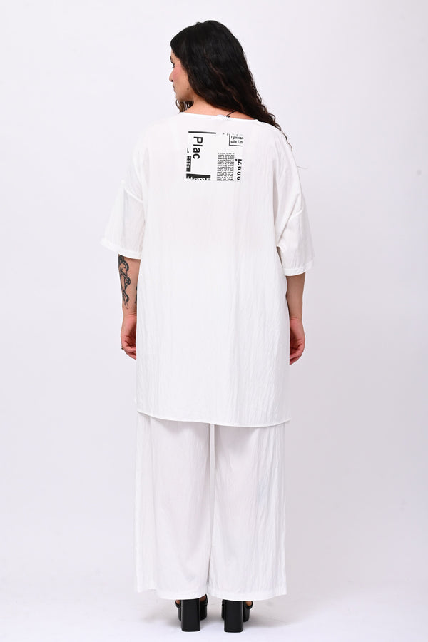 Pantalone inserti giornale - Bianco
