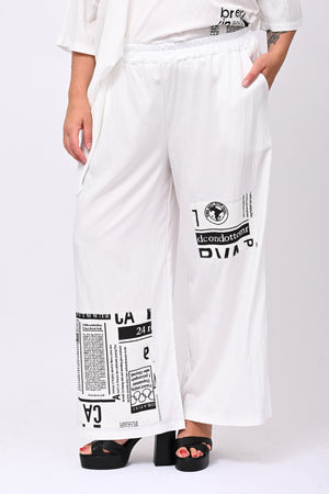 Pantalone inserti giornale - Bianco