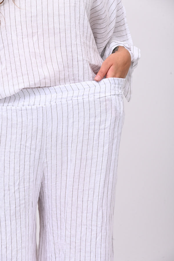 Completo lino gessato fiocco - Bianco