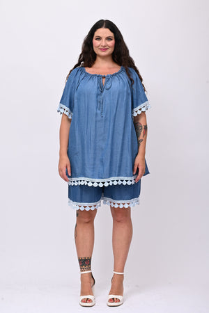 Completo chambrie merletto - Jeans medio