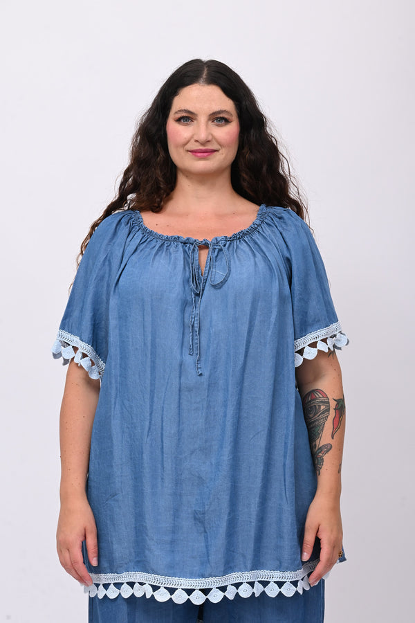 Completo chambrie merletto - Jeans medio