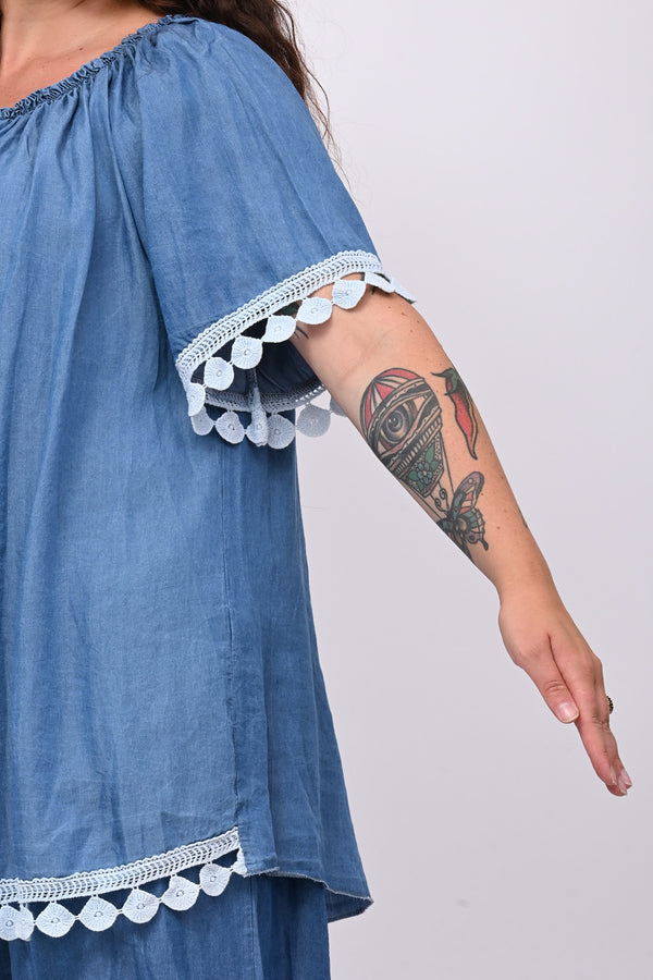 Completo chambrie merletto - Jeans medio