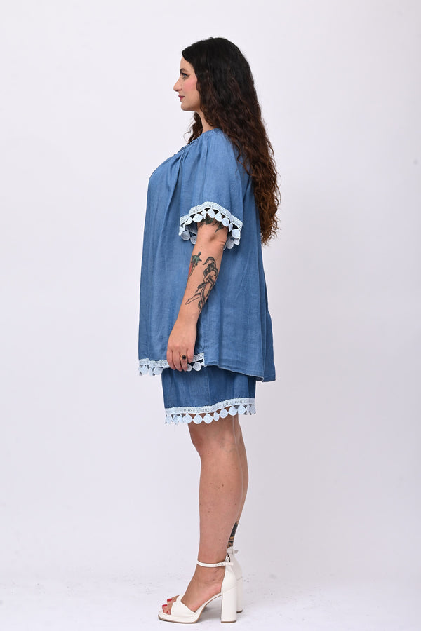 Completo chambrie merletto - Jeans medio
