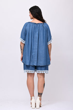 Completo chambrie merletto - Jeans medio