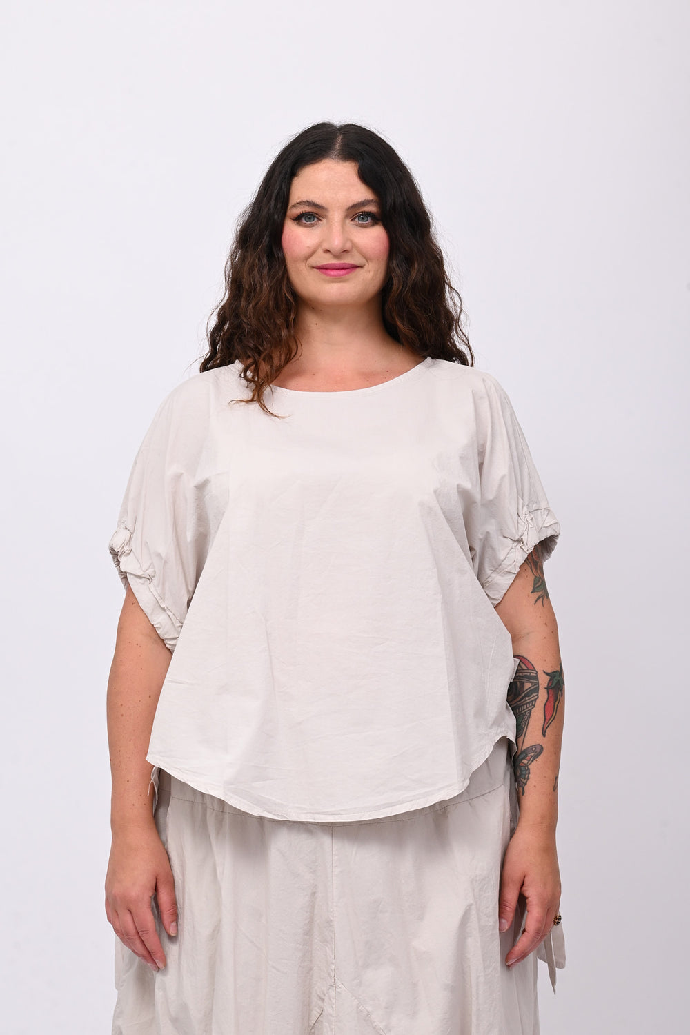 Blusa popeline laccio - Gesso