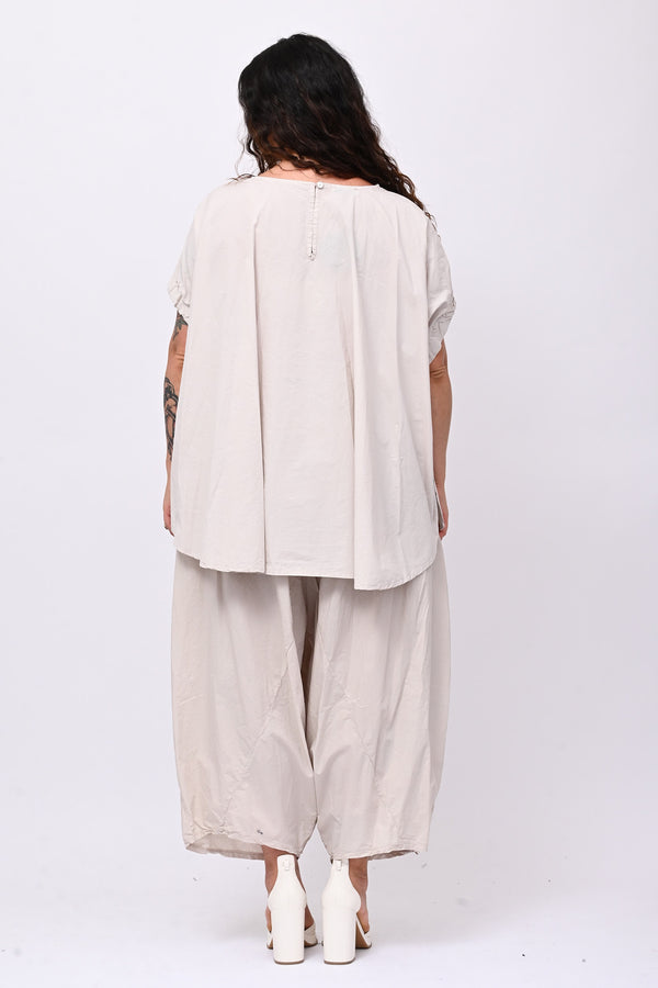 Pantalone cavallo basso popeline - Gesso