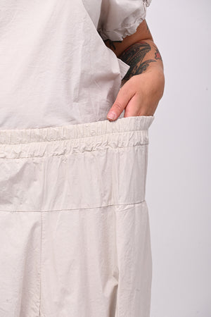 Pantalone cavallo basso popeline - Gesso