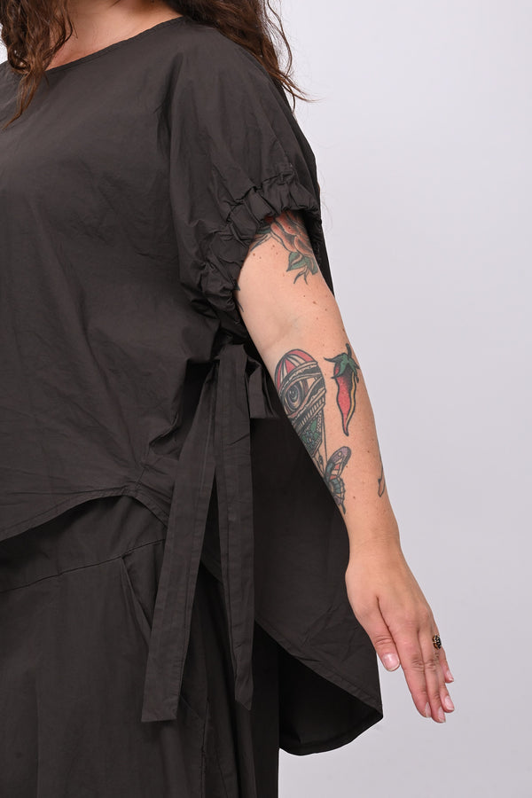 Blusa popeline laccio - Moro