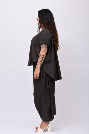 Blusa popeline laccio - Moro