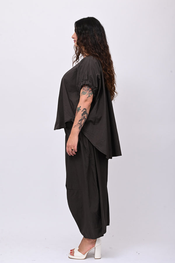 Blusa popeline laccio - Moro