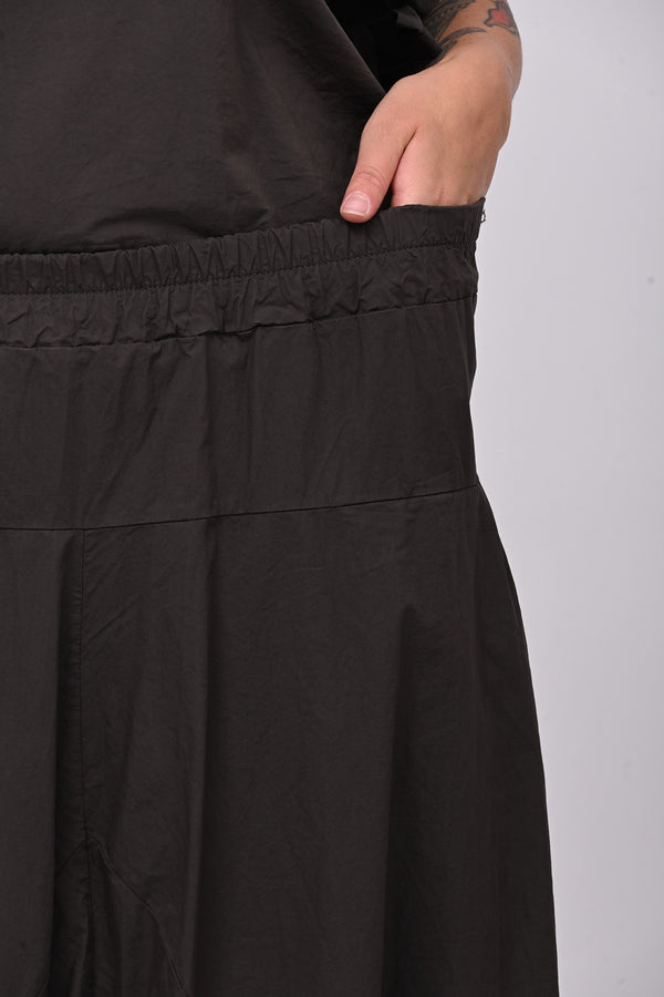 Pantalone cavallo basso popeline - Moro