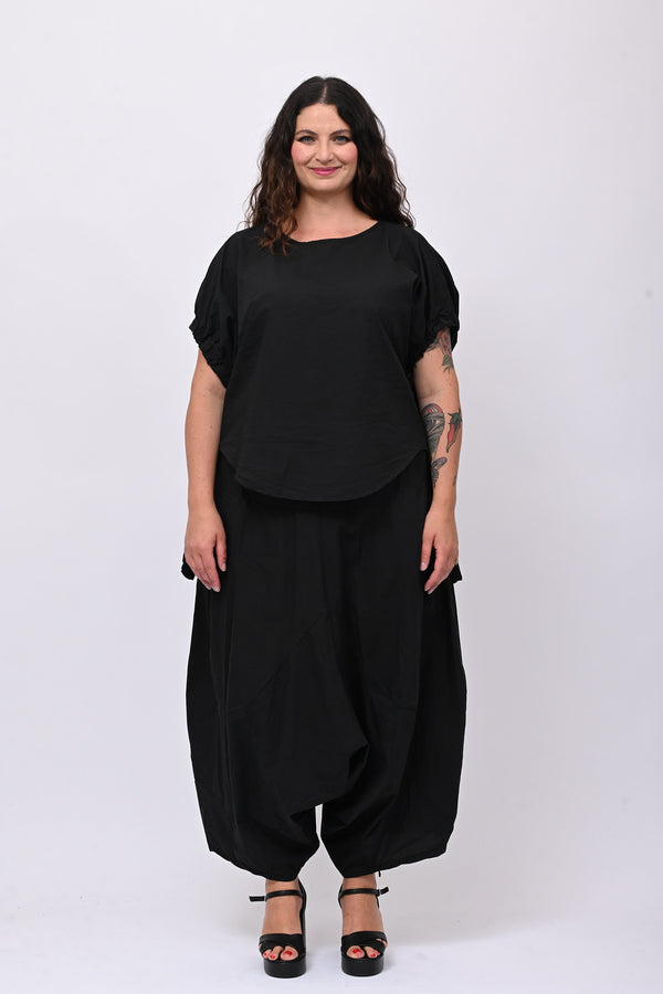 Blusa popeline laccio - Nero