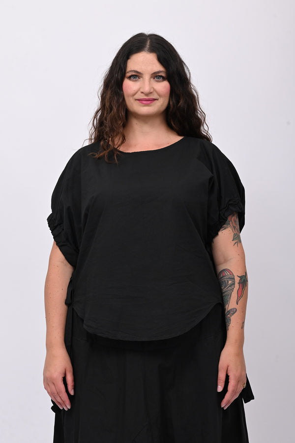 Blusa popeline laccio - Nero