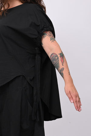 Blusa popeline laccio - Nero