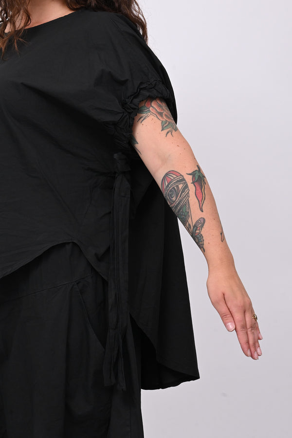 Blusa popeline laccio - Nero